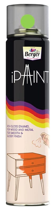 Berger Paints Ipaint DIY Rich Gloss Aerosol Enamel Spray Paint (Mint Green, 400 ml) for Metal, Wood and Walls