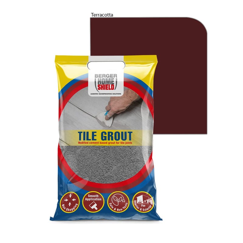 Berger Paints HomeShield Tile Grout terracotta Colour - 1 Kg Bag | Powder Form