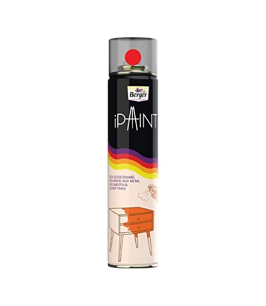 Berger Paints Ipaint DIY Rich Gloss Aerosol Enamel Spray Paint (Deep Orange, 400 ml) for Metal, Wood and Walls