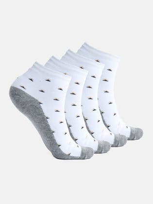 Kolor Fusion Men's Above Ankle Length White Cotton Cushioned Terry Socks (Pack of 4)