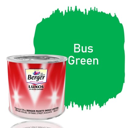 Berger Luxol Hi Gloss Metal & Wood Paint | Mirror-like Gloss | Tough Coating | BUS GREEN | 200 ML | For Wooden and Metal surfaces