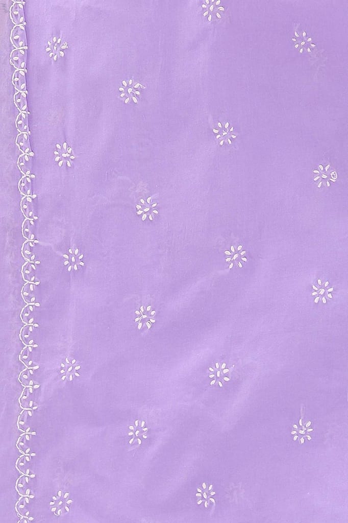 Lavangi Women Lucknow Chikankari Keel Work Mauve Cotton Saree With Blouse