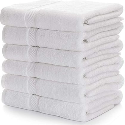 N G Products® 100% Cotton Large Full Size White Bath Towels for Hotel and Spa, Super Soft Absorbent Antibacterial, 300 GSM, Full Large Size-60 inch x 30 inch or 152 cm x 76 cm ( 6 Piece)
