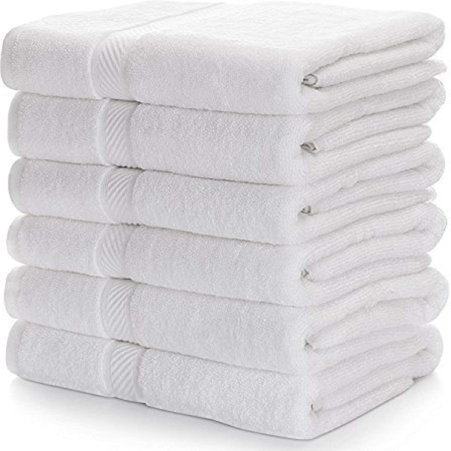 N G Products® 100% Cotton Large Full Size White Bath Towels for Hotel and Spa, Super Soft Absorbent Antibacterial, 300 GSM, Full Large Size-60 inch x 30 inch or 152 cm x 76 cm ( 6 Piece)