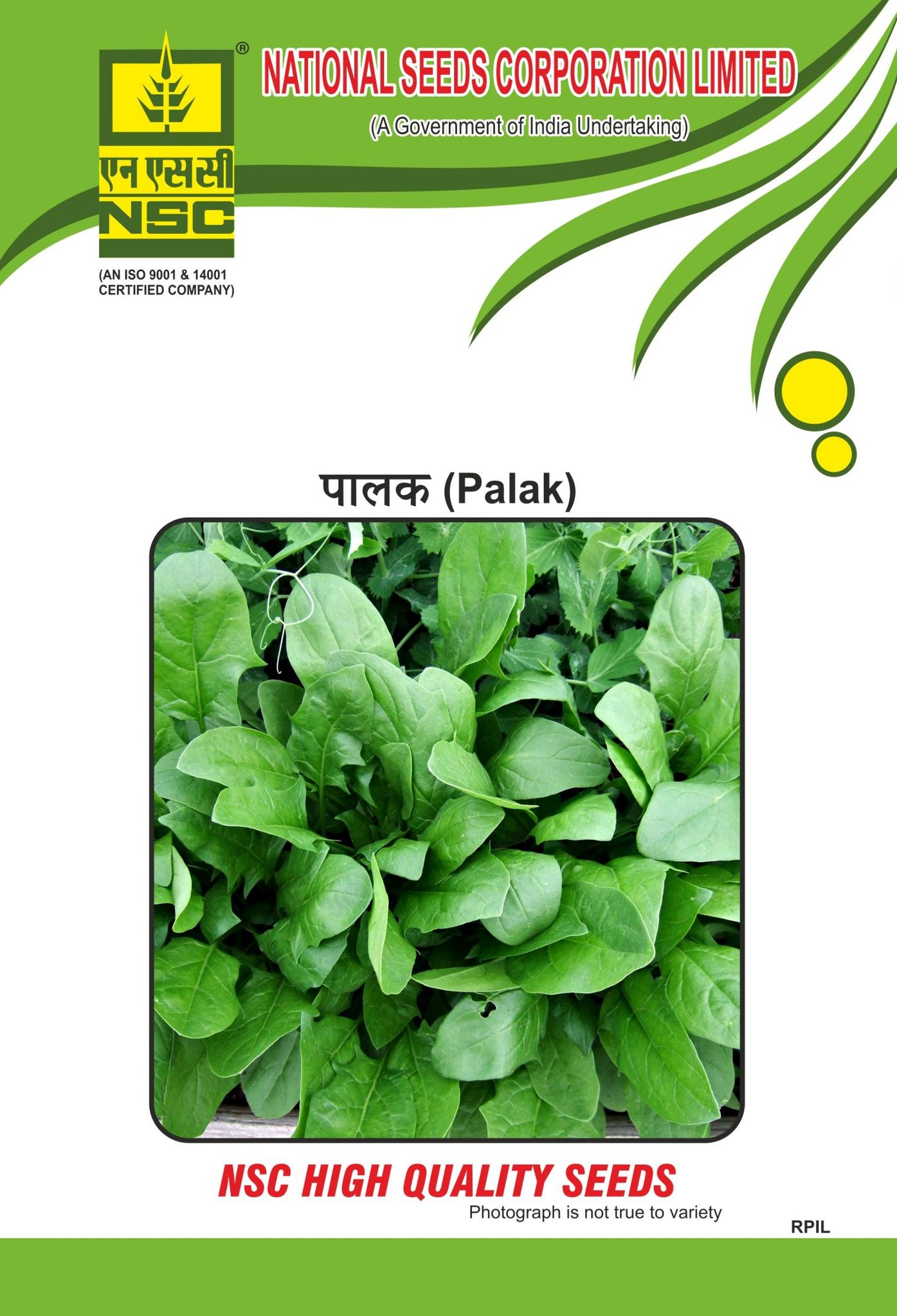 Crop: NSC Palak, Vareity: NSC-99 IUS; 250gm