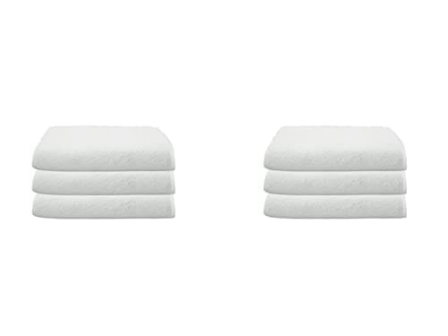 Gethitched Creations 100% Cotton 6 Pieces Solid White Hand & Face Towels or Napkins 375 GSM, 25 cm x 25 cm