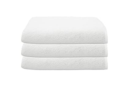 Gethitched Creations 100% Cotton 3 Pieces Solid White Hand & Face Towels or Napkins 375 GSM, 40 cm x 60 cm