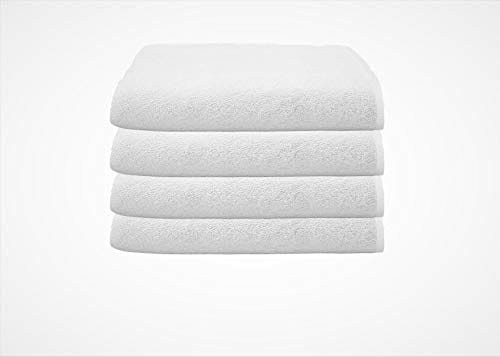 Gethitched Creations 100% Cotton 4 Pieces Solid White Hand & Face Towels or Napkins 375 GSM, 30 cm x 50 cm