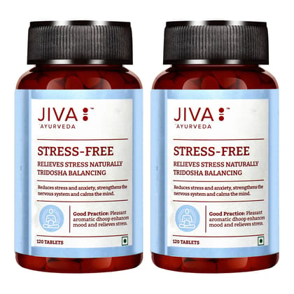 Jiva Stress-Free Tablets | Effective Ayurvedic Treatment for Stress & Anxiety | De-Stress |120 Tablets | Pack of 2