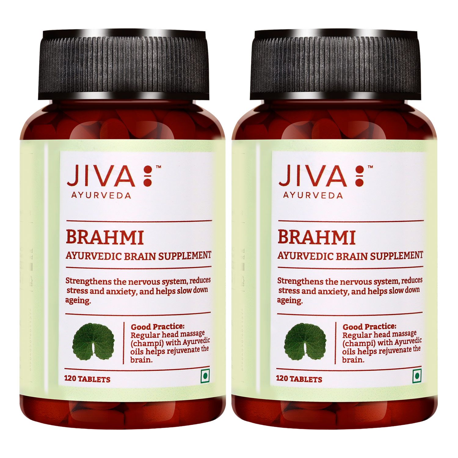 Jiva Brahmi Tablets - Mind Wellness - Strengthens Nervous System - 120 tablets - Pack of 2