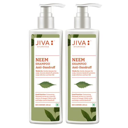 Jiva Neem Shampoo - 200 ml - Pack of 2 - For All Hair Types, Formulated By Doctors, Ayurvedic Anti-Dandruff Formula
