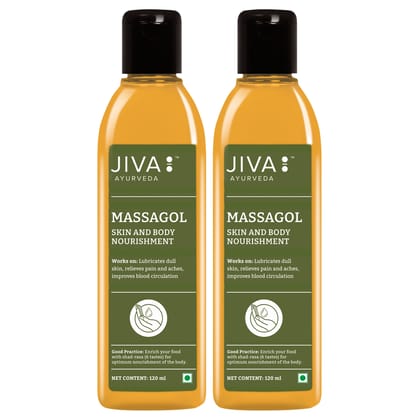 Jiva Massagol Oil - Ayurvedic Oil for Healthy Skin, Muscles & Bones | 120 ml (Pack of 2)