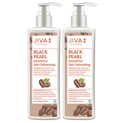 Jiva Black Pearl Shampoo - Hair Volumising - Nourishes Hair and Scalp - 200 ml - Pack of 2