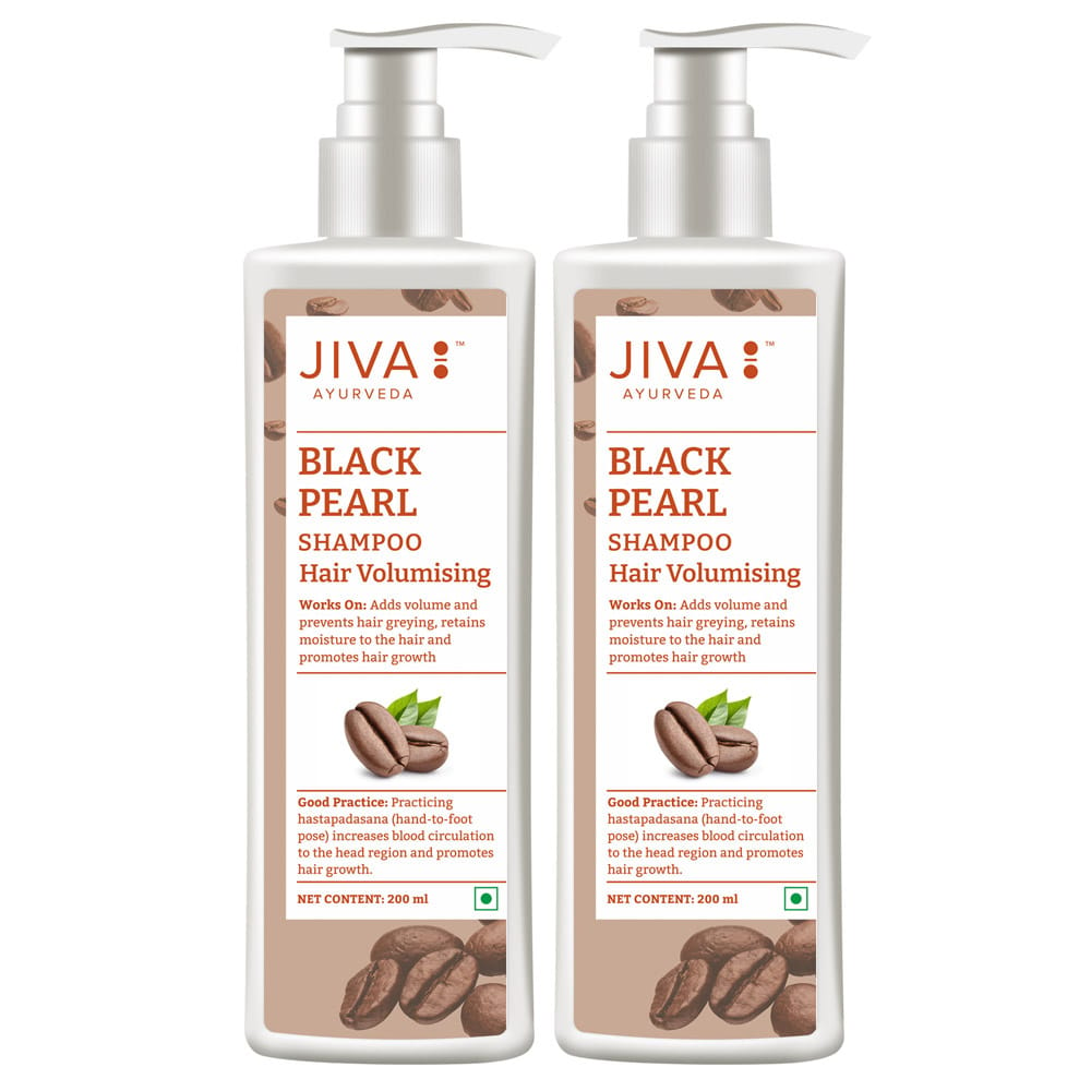 Jiva Black Pearl Shampoo - Hair Volumising - Nourishes Hair and Scalp - 200 ml - Pack of 2