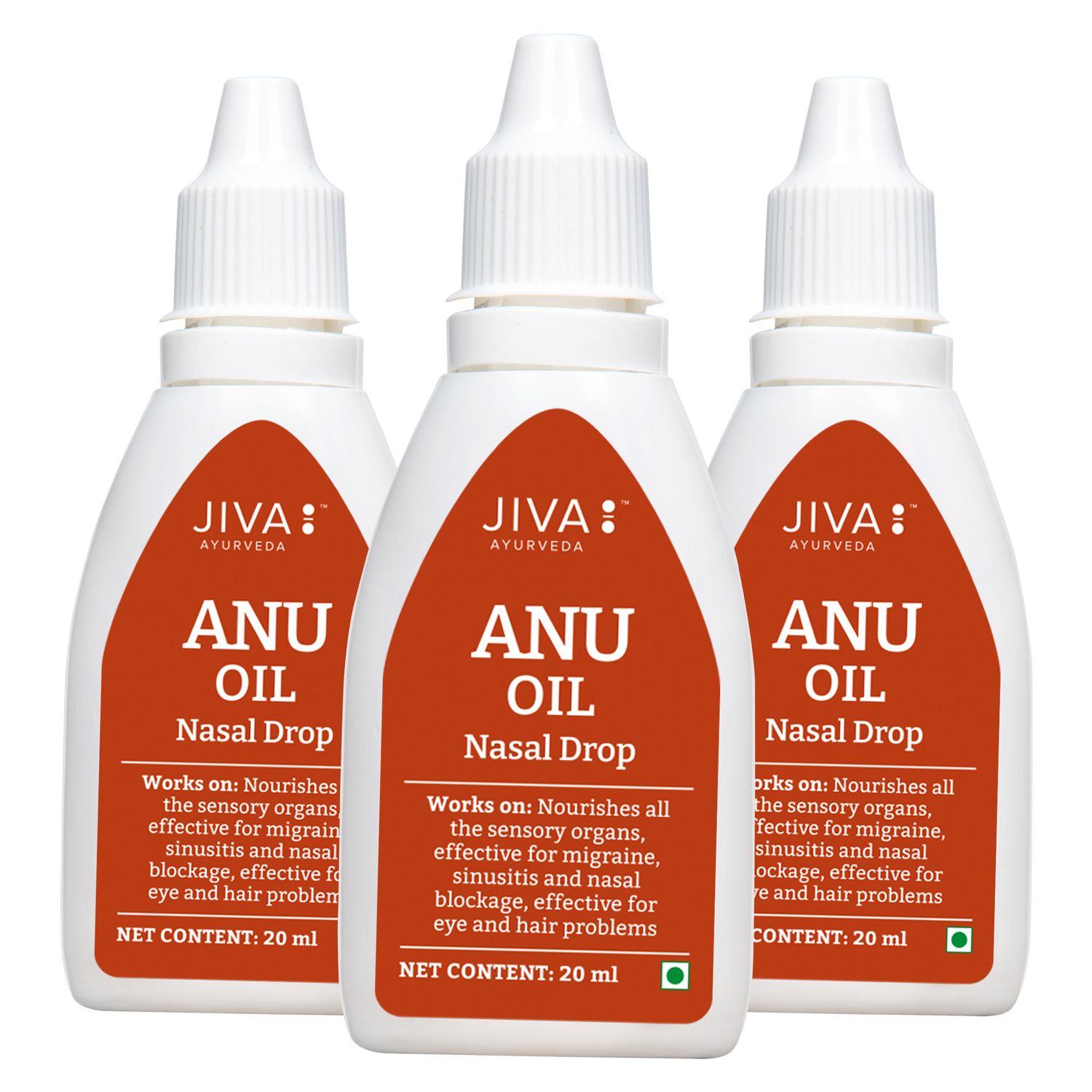 Jiva Anu Oil - Anu Tail - 20 ml - Pack of 3 - Pure Herbs Used, Unblocks Nasal Congestion