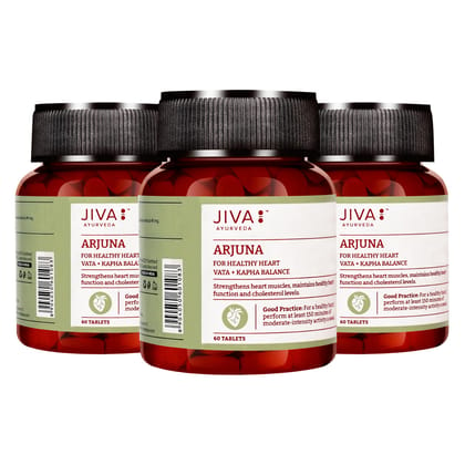 Jiva Arjuna Tablet Promotes Heart Health | Manages Cholesterol Level - 60 Tablets (Pack of 3)