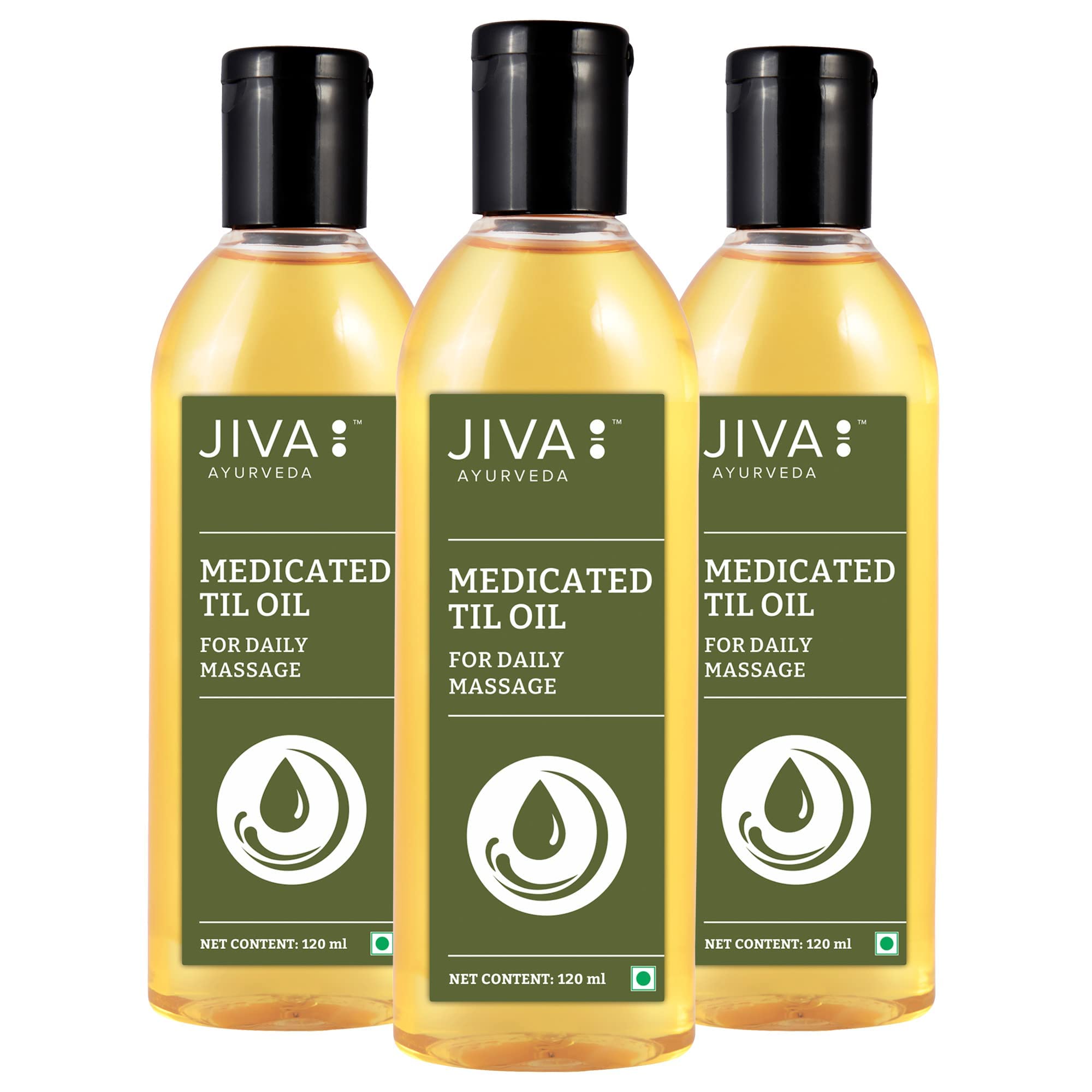 Jiva Medicated Oil Beneficial In Stiffness of joints and muscles strength Til ka Tel - 120 ml Pack of 3
