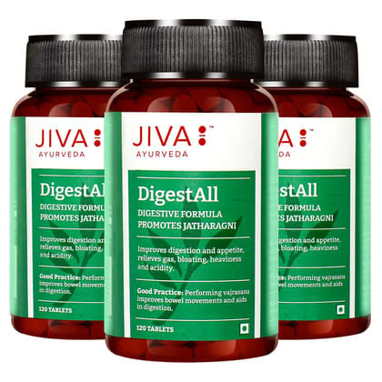 Jiva Digestall Tab Provides Relief From Indigestion, Flatulence and Gastric Distress | 120 Tablet | Pack of 3