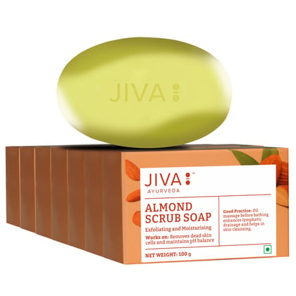 Jiva Almond Soap - Natural Badaam Soap - 100 g - Pack of 7 - For All Skin Types, Natural Cleanser, For Glowing Skin