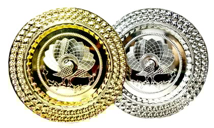 Omkar by R3 Inc. Royal Gift Plate/Tray for Gifts Hampers | Designer Shagun Plate | Wedding Tray for gift/fruit Packing (Pack of 2) Multicolor (Regular)