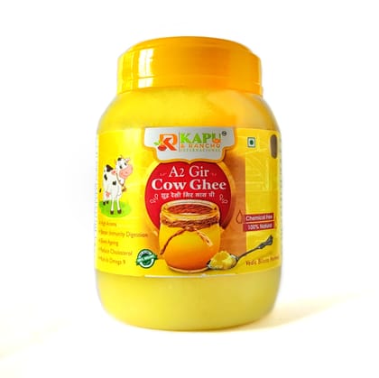 KAPU & RANCHO INTERNACIONAL A2 Premium Gir Cow Cultured Ghee | Vedic Bilona Two Way Hand Churned | Indian Gir Cow Ghee, Pure A2 Ghee, Natural & Healthy – 1000ml (1KG)