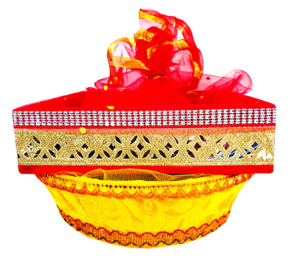 Omkar by R3 Inc. Omkar Royal Gift Basket for Gifts Hampers | Fancy Basket | Wedding Basket for gift | fruit Packing (Pack of 2 / Jumbo) Square & Round Basket- Multi Color