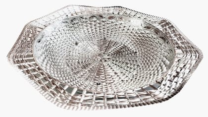 Omkar by R3 Inc. Silver Gift Basket/Bowl for Gifts Hampers | Fancy Basket | Wedding Basket for gift/fruit Packing (Pack of 2)