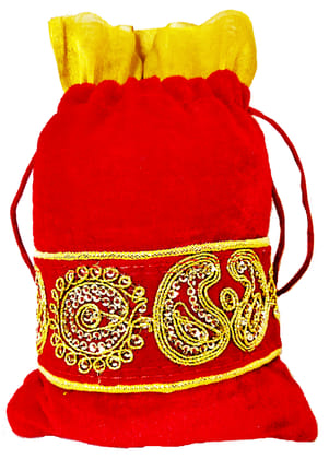 Omkar by R3 Inc. Lace Gift Pouch/Shagun Potli Multicolor (Pack of 4) 18x13 Cm