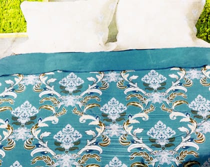 Omkar by R3 Inc. 250 TC Floral Print Heavy King Size Bed Sheet with Pillow Cover -Set of 3 Pcs (Paisley)