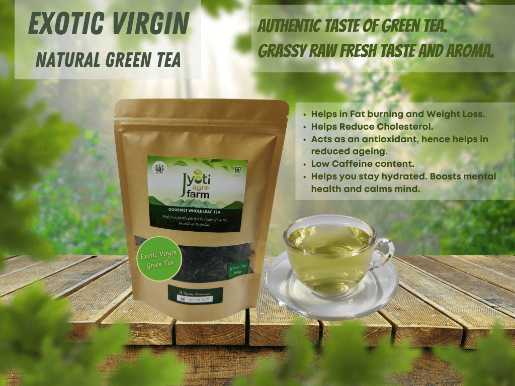 Natural Green Tea from the foothills of Darjeeling | Jyoti Agro Farm 100gms | Exotic Virgin | Approx 75-100 cups