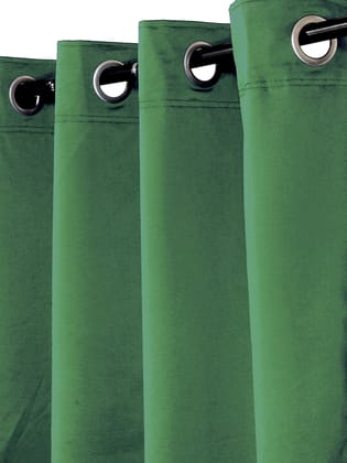 Omkar by R3 Inc. Thick Solid Blackout 9 feet Door Eyelet Curtain I Block Sunlight I Room Darkening, Wrinkle Free, Noise Reduction, Fade Resistant, Balance Temperature Set of 2 (Solid Curtain Green)