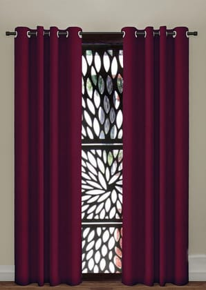 Omkar by R3 Inc. Thick Solid Blackout 9 feet Door Eyelet Curtain I Block Sunlight I Room Darkening, Wrinkle Free, Noise Reduction, Fade Resistant, Balance Temperature Set of 2 (Solid Curtain Red)