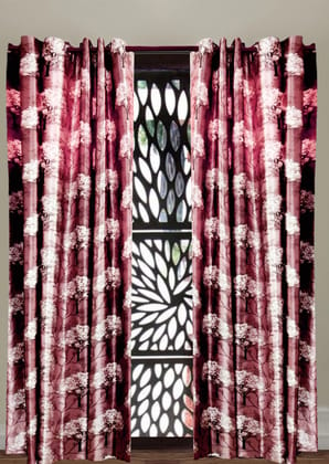 Omkar by R3 Inc. Thick Blackout 9 feet Door Eyelet Curtain I Block Sunlight I Room Darkening, Wrinkle Free, Noise Reduction, Fade Resistant, Balance Temperature Set of 2 Curtains (Tree Curtain Coral)