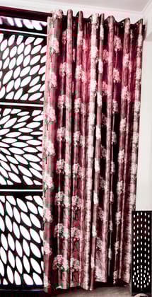 Omkar by R3 Inc. Thick Blackout 9 feet Door Eyelet Curtain I Block Sunlight I Room Darkening, Wrinkle Free, Noise Reduction, Fade Resistant, Balance Temperature Set of 2 Curtains (Tree Curtain Coral)