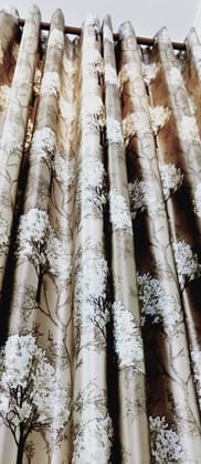 Omkar by R3 Inc. Thick Blackout 9 feet Door Eyelet Curtain I Block Sunlight I Room Darkening, Wrinkle Free, Noise Reduction, Fade Resistant, Balance Temperature Set of 2 Curtains (Tree Curtain Brown)