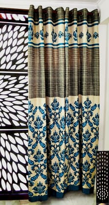 Omkar by R3 Inc. Thick Jacquard Blackout 9 feet Door Eyelet Curtain I Block Sunlight I Room Darkening, Wrinkle Free, Noise Reduction, Fade Resistant, Balance Temperature Set of 2 Curtains