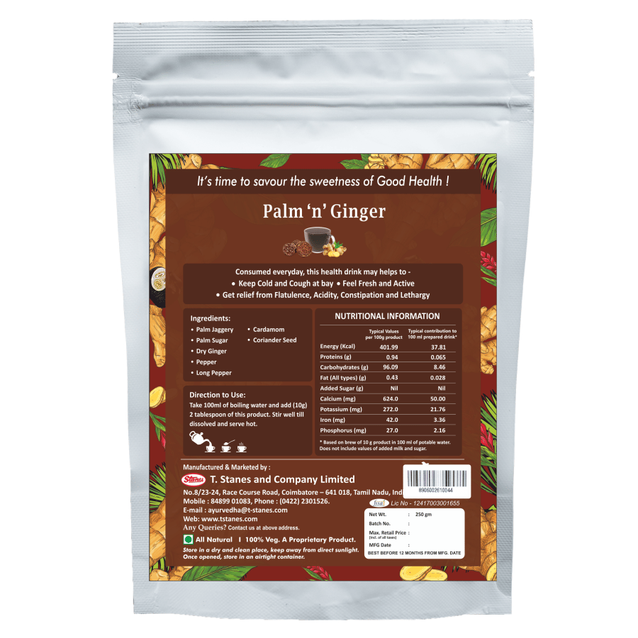 STANES Palm 'n' Ginger 250 g | Pack of 1 | Total 250 g