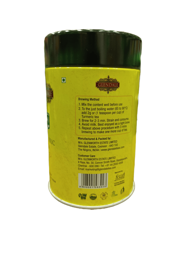 GLENDALE Turmeric Tea | 100 g | Pack of 1 | Total 100 g | High Grown Nilgiri Tea | 100 % Natural | No Artificial Flavours Added