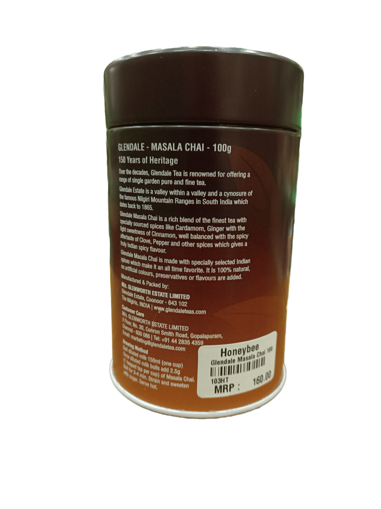 GLENDALE Masala Chai 100 g | Pack of 1 | Total 100 g | High Grown Nilgiri Tea | 100 % Natural | No Artificial Flavours Added