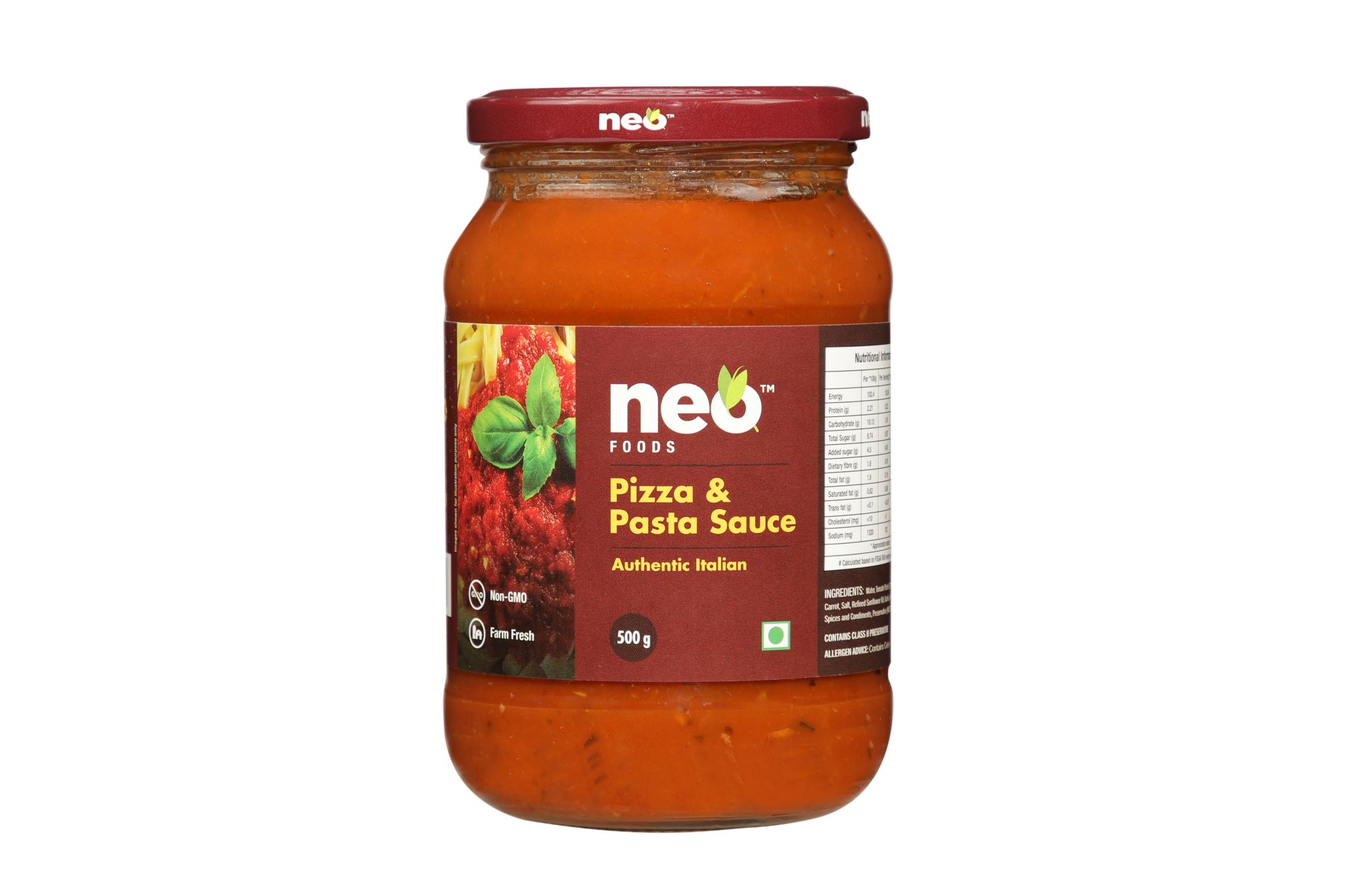 Neo Pizza & Pasta Sauce 500g I 100% Vegan I Made in India I Ready to Eat Organic Pickle I Healthy Food I Enjoy with Ramen Noodles, Kimchi Noodle, Korean Rice & Snacks I Probiotic-Rich Side Dish I Non GMO I 500g I Glass Jar |