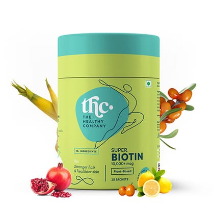 The Healthy Company Plant Based Super Biotin (10000+ mcg) For Stronger Hair (25 sachets, 125 GM)