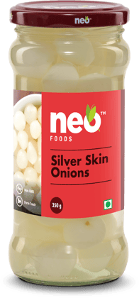 Neo Silver Skin Onions 350g I 100% Vegan & Natural I Ideal for Cocktail and as Side Dish for Snacks I Non-GMO I Glass Jar I
