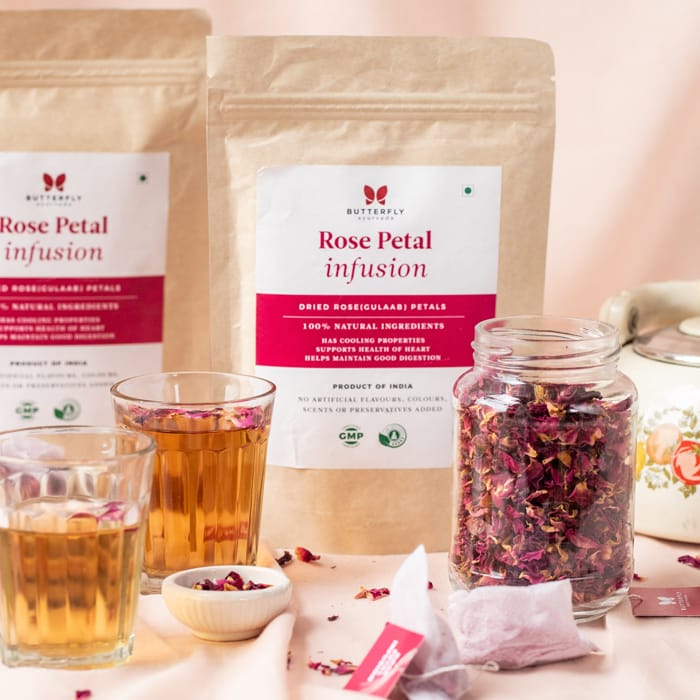 Rose Petal Herbal Infusion For Balancing Pitta & Boosting Heart Health - 20 Tea Bags