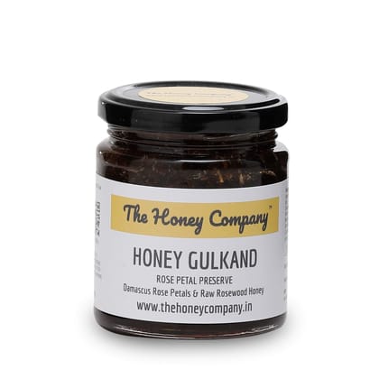 The Honey Company Fragrant and Delicious Honey Gulkand 250g Rose Preserve with Rosa damascena Petals in 100% Pure Natural Raw Unprocessed Unheated Unpasteurised Unfiltered Rosewood Raw Honey