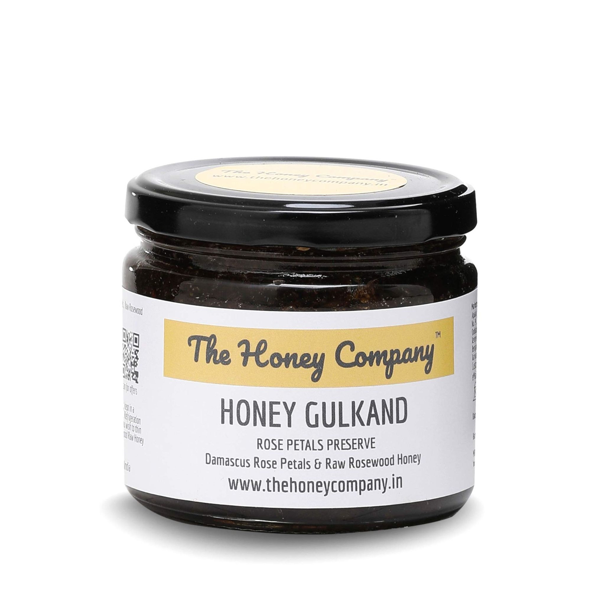 The Honey Company Fragrant and Delicious Honey Gulkand 400g Rose Preserve / Jam with Rosa damascena Petals in 100% Pure, Natural, Raw, Unprocessed, Unheated, Unpasteurised, Unfiltered Rosewood Raw Honey