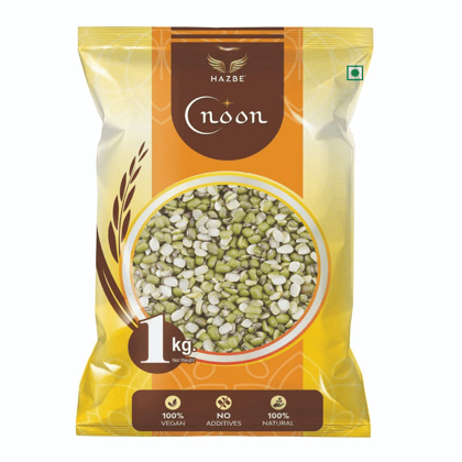 HAZBE Noon Green Moong Dal Split/Chilka 1kg | Khichdi Special (Light Meal)