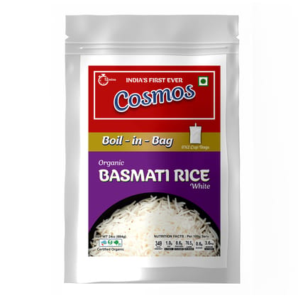 Cosmos Boil-in-Bag Organic Basmati White Rice (24oz) Ready-to-Cook Premium