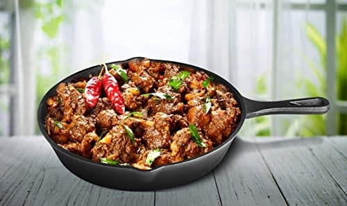 Mr. Butler Signature 10 Inch Premium Cast Iron Skillet Fry Pan, Pre-Seasoned Cookware, Induction Friendly, 2 L Capacity, Black