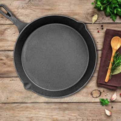Mr. Butler Signature 10 Inch Premium Cast Iron Skillet Fry Pan, Pre-Seasoned Cookware, Induction Friendly, 2 L Capacity, Black