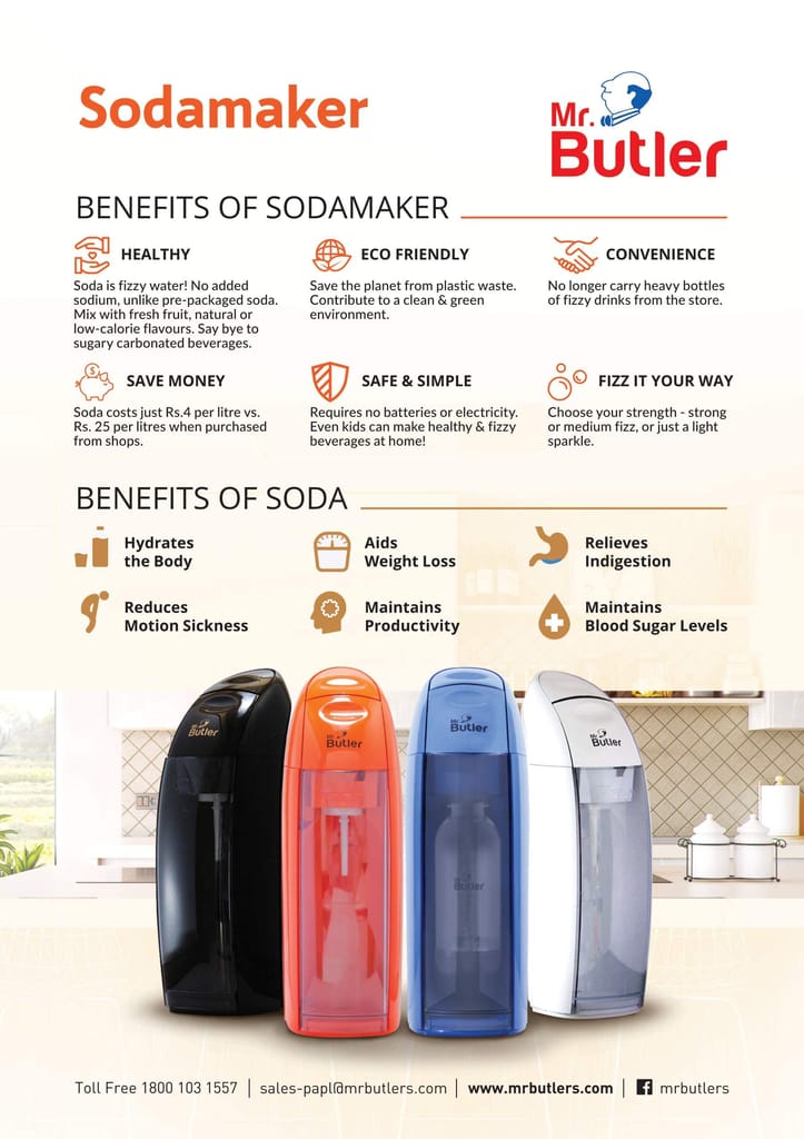 Mr. Butler Italia Soda Maker Black - Single Cylinder Pack